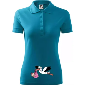 Čáp a miminko - holka (Hana-creative) - Polokošile dámská Pique Polo - S ( Tmavý tyrkys )