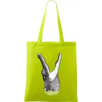 Krokodýl kreslený (Pecka design) - Taška bavlněná - 42 x 38 cm ( Limetková )