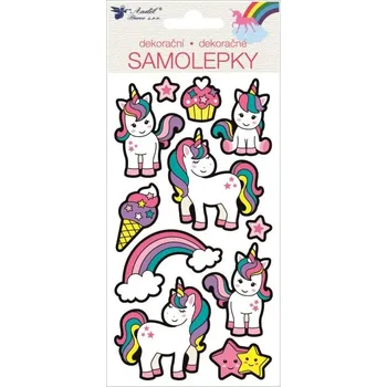 samolepka Anděl Samolepky vypouklé jednorožci 9,5 x 21 cm
