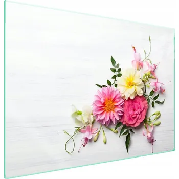 Obraz Skleněná ochranná deska na sporák 70x52 Květina