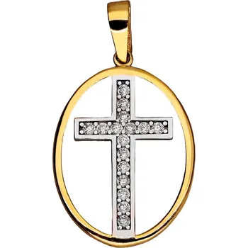 Přívěsek Zlaton Přívěsek z kombinovaného zlata kříž se zirkony 2.6cm 1.2g 000110205258