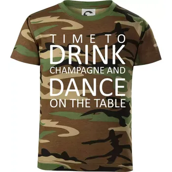 Chlapecké tričko Time to drink Champagne - Dětské maskáčové triko - 146 cm/10 let ( Hnědý maskáč )