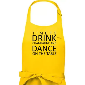 Kuchyňská zástěra Time to drink Champagne - Dámská zástěra na vaření - Univerzální velikost ( Žlutá )