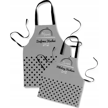 Obraz Dvě kuchyňské zástěry Super Máma a Syn šedé