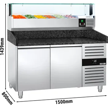 Lednice G.Gastro Chladicí stůl na pizzu PREMIUM - 1,5 x 0,8 m - se 2 dveřmi 4901