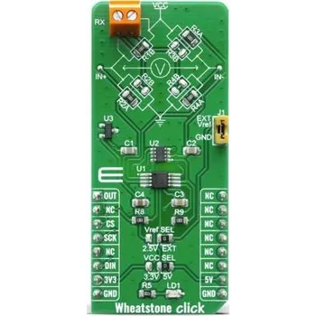Vývojová deska Vývojová deska, WHEATSTONE CLICK, MAX4208, pro použití s: MAX4208 MikroElektronika