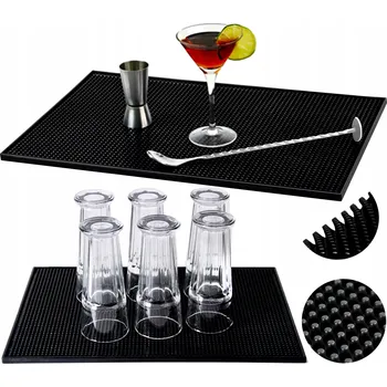 Odkapávač na nádobí Podložka na sušení nádobí SATIS silikonová černá 45x30 cm srolovatelná