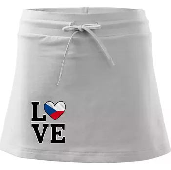 Dámská sukně Love Česká vlajka - Sportovní sukně - two in one - XS ( Bílá )