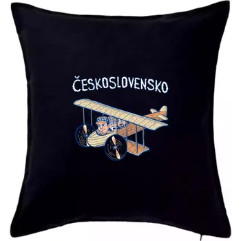 Polštář Československo letadlo (Pecka design) - Polštář 50x50 - 50x50 - Pouze potah ( Černá )
