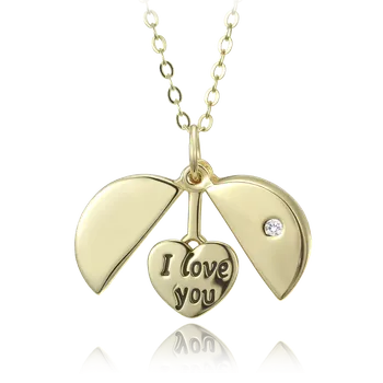Souprava šperků MINET Pozlacený stříbrný náhrdelník s otevíracím přívěskem a srdíčkem s nápisem "I love you" JMAN0648GN45