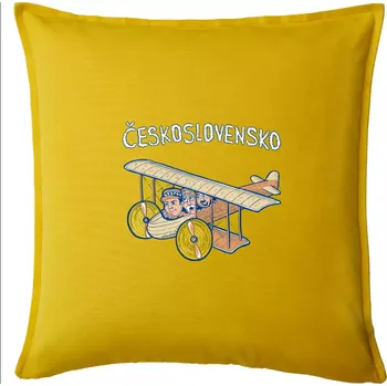 Polštář Československo letadlo (Pecka design) - Polštář 50x50 - 50x50 - Pouze potah ( Žlutá )
