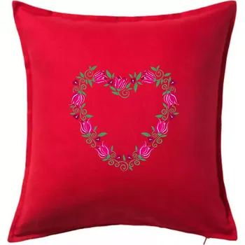 Polštář Červené tulipánové srdiečko (Pecka design) - Polštář 50x50 - 50x50 - Včetně výplně ( Červená )