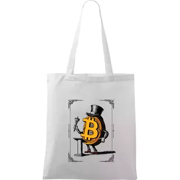 Oldschool bitcoin - Taška bavlněná - 42 x 38 cm ( Bílá )