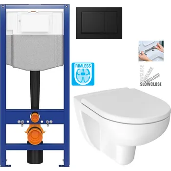 Klozet CERSANIT předstěnový instalační systém s černým tlačítkem K97-0574 + WC JIKA LYRA PLUS RIMLESS + SEDÁTKO DURAPLAST SLOWCLOSE K97-526 0574 LY2