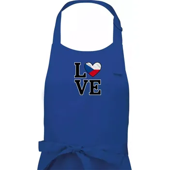 Kuchyňská zástěra Love Česká vlajka - Pánská zástěra na vaření - Univerzální velikost ( Královská modrá )