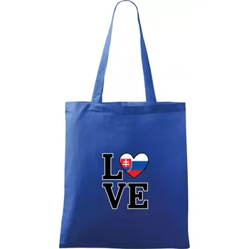 Nákupní taška Love Slovenská vlajka - Taška bavlněná - 42 x 38 cm ( Královská modrá )
