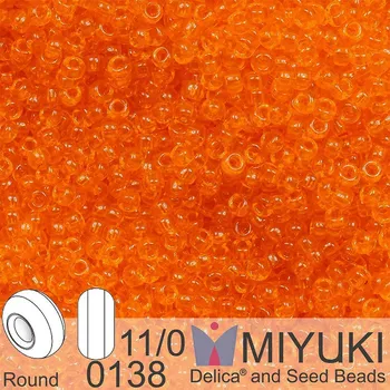 Korálek Korálky Miyuki Round 11/0. Barva 0138 Tr Orange. Balení 5g