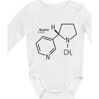Kojenecký body Molekulární struktura Nikotin - Body kojenecké s dlouhým rukávem - Dlouhý r. do 3 měs ( Bílá )