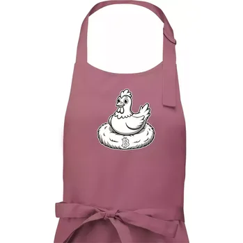 Kuchyňská zástěra Kuře sedící na bitcoinovém hnízdě - Pánská zástěra na vaření - Univerzální velikost ( Starorůžová )