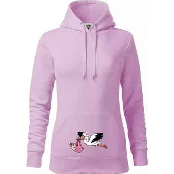Dámská mikina Čáp a miminko - holka (Hana-creative) - Mikina dámská Cape s kapucí - XS ( Orchid )