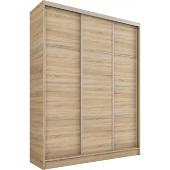 Šatní skříň Šatní skříň LITOLARIS 150 bez zrcadla, se 4 šuplíky a 2 tyčemi, dub sonoma