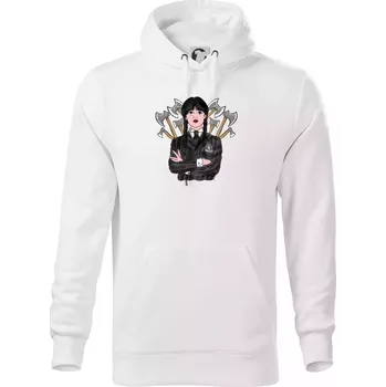 Pánská mikina Sekery - holka v černém (Pecka design) - Mikina pánská Cape s kapucí - 4XL ( Bílá )