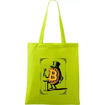 Oldschool bitcoin - Taška bavlněná - 42 x 38 cm ( Limetková )