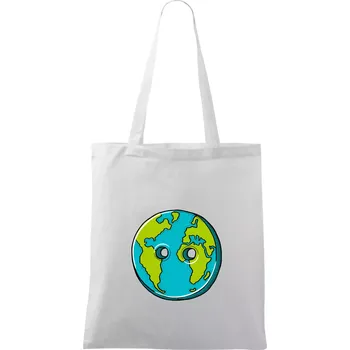 Planeta země knoflík (Pecka design) - Taška bavlněná - 42 x 38 cm ( Bílá )