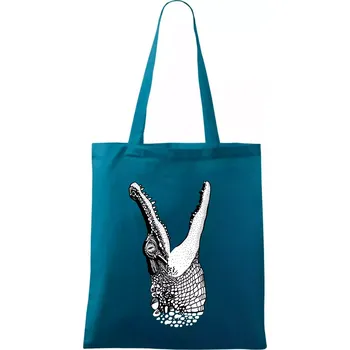 Krokodýl kreslený (Pecka design) - Taška bavlněná - 42 x 38 cm ( Petrolejová )