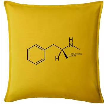 Polštář Molekulární struktura pervitin - Polštář 50x50 - 50x50 - Pouze potah ( Žlutá )