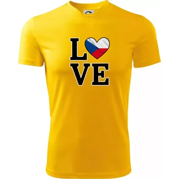 Chlapecké tričko Love Česká vlajka - Dětské triko sportovní (dresovina) - 134 cm/8 let ( Žlutá )