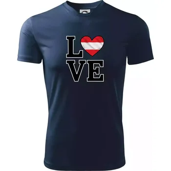 Love Rakouská vlajka - Dětské triko sportovní (dresovina) - 146 cm/10 let ( Námořní modrá (velmi tmavá - téměř černá) )