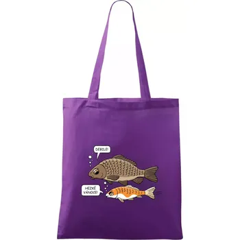 Nákupní taška Hezké Vánoce Kapr a Koi kapr (Hana-creative) - Taška bavlněná - 42 x 38 cm ( Fialová )