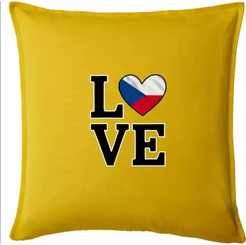 Polštář Love Česká vlajka - Polštář 50x50 - 50x50 - Pouze potah ( Žlutá )