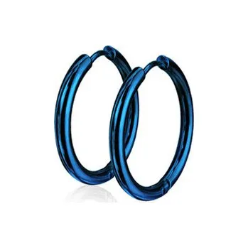 Náušnice OPN1119B-21 Modré ocelové náušnice - kruhy 21 mm