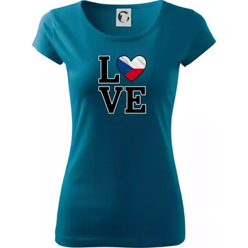 Dámské tričko Love Česká vlajka - Dámské triko Pure - M ( Petrolejová )