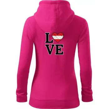 Dámská mikina Love Rakouská vlajka - Dámská mikina trendy zipper s kapucí - L ( Purpurová )