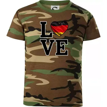 Chlapecké tričko Love Německá vlajka - Dětské maskáčové triko - 146 cm/10 let ( Hnědý maskáč )