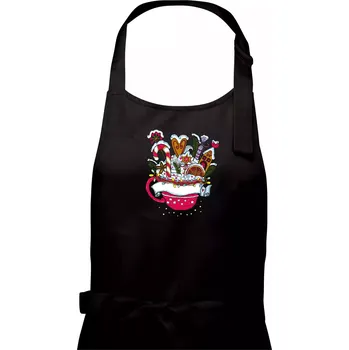 Kuchyňská zástěra Vánoční Punč - hrneček (Pecka design) - Dámská zástěra na vaření - Univerzální velikost ( Černá )