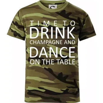 Chlapecké oblečení Time to drink Champagne - Dětské maskáčové triko - 104-110cm / 3-4 roky ( Zelený maskáč )
