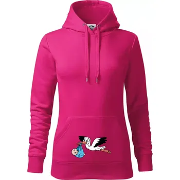 Dámská mikina Čáp a miminko - kluk (Hana-creative) - Mikina dámská Cape s kapucí - XS ( Purpurová )