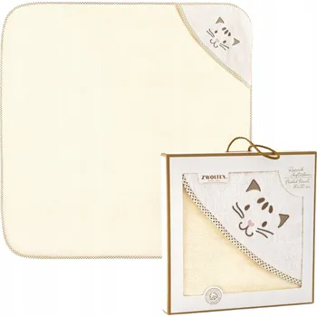 ZWOLTEX KOTEK ručník s kapucí dětský koupací vyšívaný béžový 350g 90x90cm