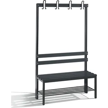 Šatní lavice Basic, jednostranná, sedák z černošedých lišt, š 1000 mm, rošt na boty