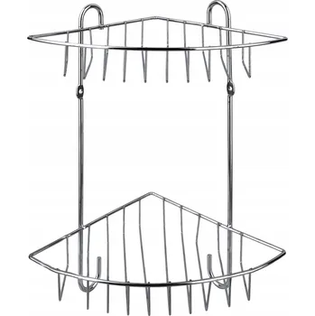 Koupelnový nábytek CARL SILVER Rohová koupelnová police kovová černá 2 patra 22x16x28,5