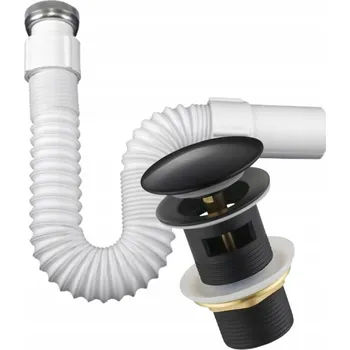 Sifon Sifon Trubka k umyvadlu roztažitelný, zesílený drátem + zátka klik-klak ČERNÁ