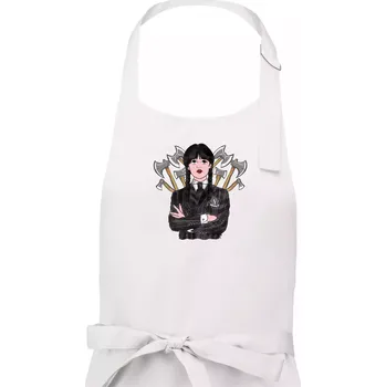 Kuchyňská zástěra Sekery - holka v černém (Pecka design) - Dámská zástěra na vaření - Univerzální velikost ( Bílá )