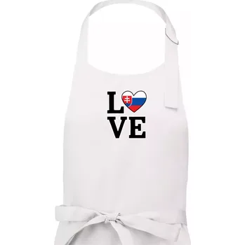 Kuchyňská zástěra Love Slovenská vlajka - Dámská zástěra na vaření - Univerzální velikost ( Bílá )