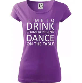 Dámské tričko Time to drink Champagne - Dámské triko Pure - 3XL ( Fialová )