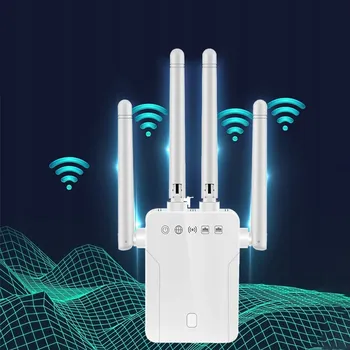 SILNÝ WIFI ZESILOVAČ SIGNÁLU REPEATER 300 Mb/s WPS 2,4 GHz VÝKONNÉ 4 ANTÉNY