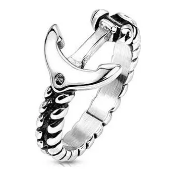 Prsten OPR1856-65 Ocelový prsten s kotvou - mořské